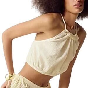 J.Crew S Womens Halter Top Cream Airy Gauze Travel Summer Resort Breathable
